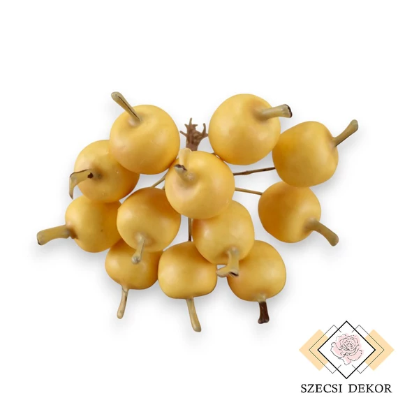 Mű alma pikk 12 db 8 cm - sárga szemből