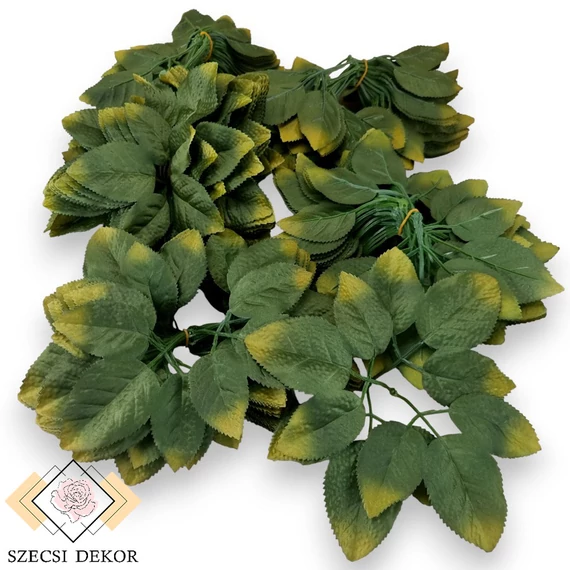 Mű rózsalevél csomag selyem 120 db - méregzöld összes