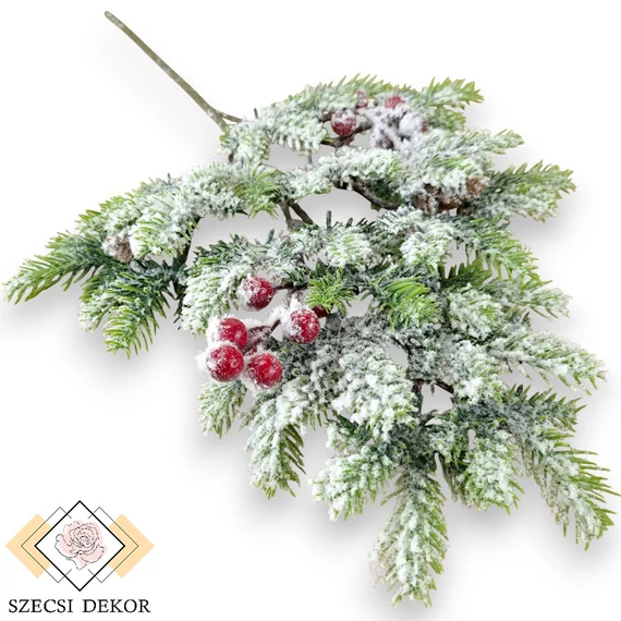 Mű zöld szitka luc szál 52 cm - havas szemből