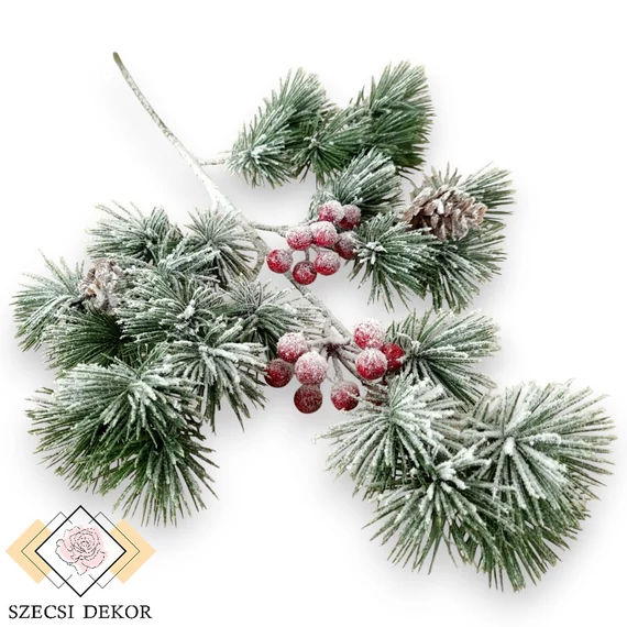 Mű zöld libanoni cédrus szál 50 cm - havas szemből