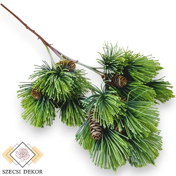 Mű zöld feketefenyő ág nagy 69 cm - zöld szemből