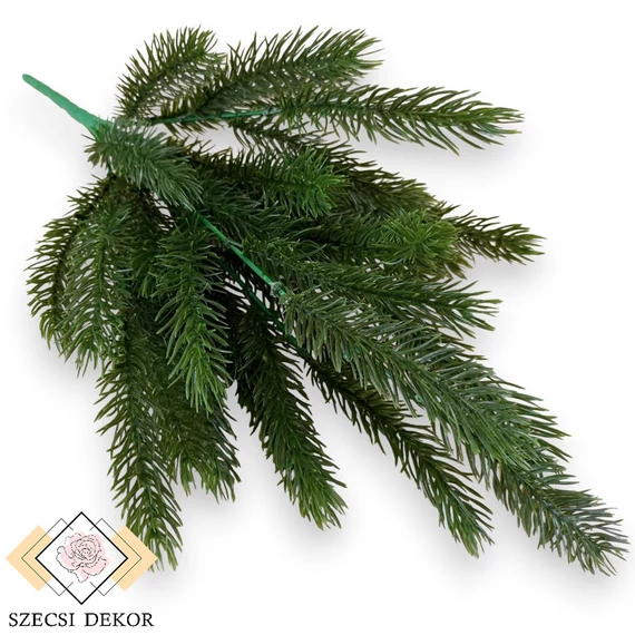Mű zöld cukorsüvegfenyő bokor 8 szál 42 cm - sötétzöld szemből