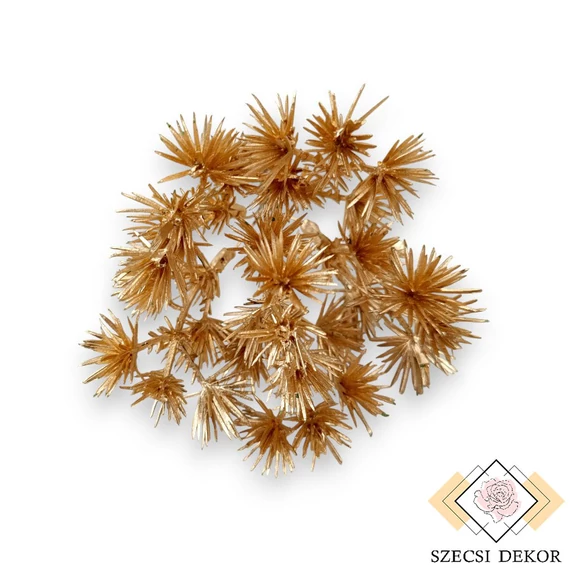 Mű zöld metál atlaszcédrus pikk 6 szál 15 cm - arany szemből