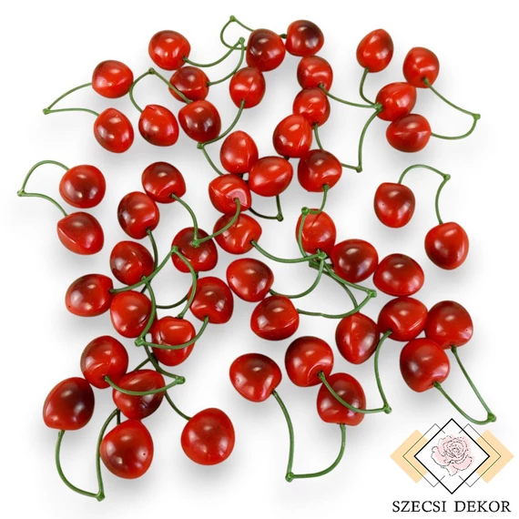 Mű zöld cseresznye pár csomag 25 db 5 cm - piros összes