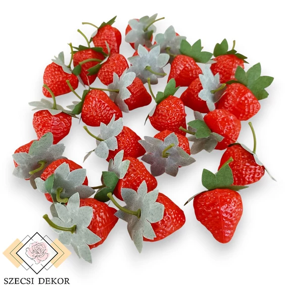 Mű zöld földi eper csomag 25 db 5,5 cm - piros összes