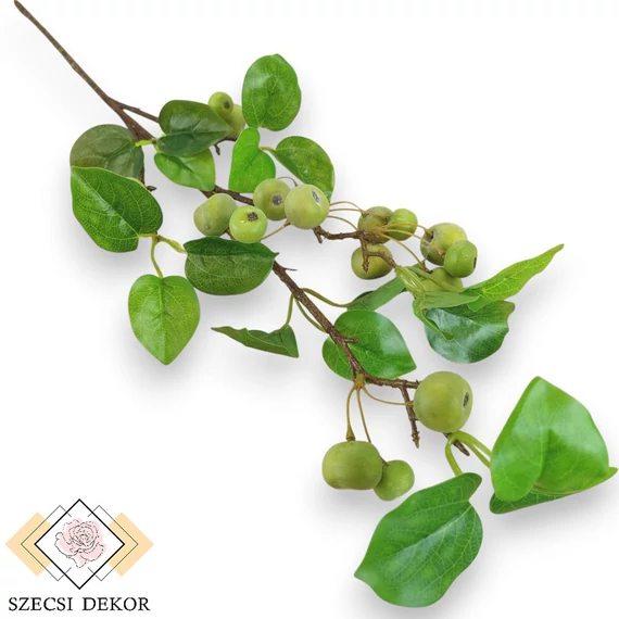 Mű közönséges vadkörte ág 73 cm - zöld szemből