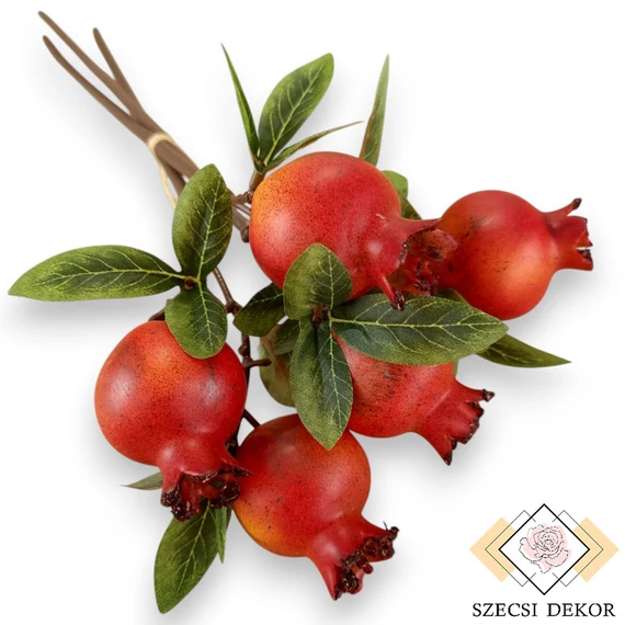 Mű gránátalma köteg kicsi 3 szál 33 cm - piros szemből