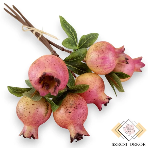 Mű gránátalma köteg kicsi 3 szál 33 cm - pink cirmos szemből