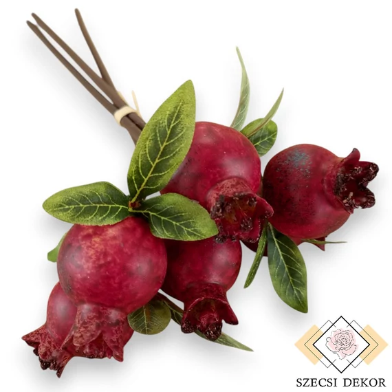 Mű gránátalma köteg kicsi 3 szál 33 cm - kosenilvörös szemből
