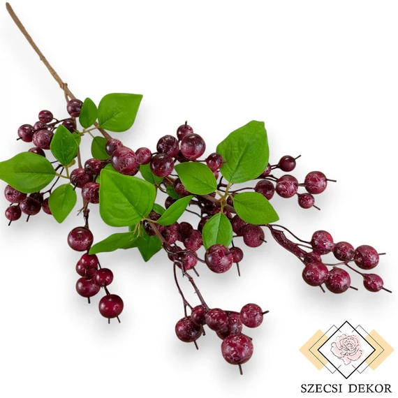 Mű bogyós orbáncfű ág 74 cm - bordó szemből