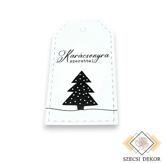 Dekor kártya álló téglalap - Karácsonyra szeretettel pöttyös közeli