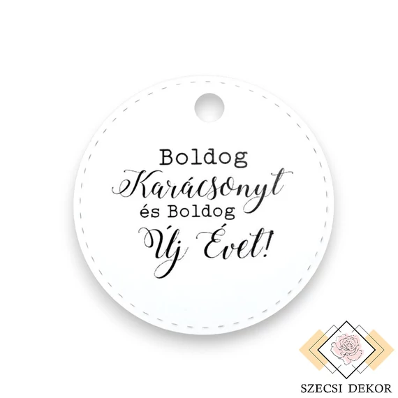 Dekor kártya kör - Boldog Karácsonyt és Boldog Új Évet! sima közeli