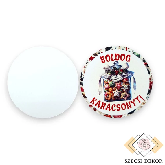 Dekor kártya kör - Boldog Karácsonyt süti közeli