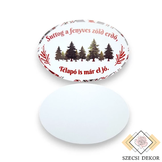 Dekor kártya ovális - képes erdő közeli