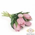 Kép 1/3 - Mű gumi tulipán köteg 7 szálas 29 cm - rózsaszín cirmos szemből