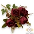 Kép 1/4 - Mű floribunda rózsa csokor 7 szál selyem 44 cm - bordó ferde