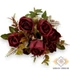 Kép 3/4 - Mű floribunda rózsa csokor 7 szál selyem 44 cm - bordó szemből