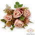 Kép 3/4 - Mű floribunda rózsa csokor 7 szál selyem 44 cm - mályva-rózsaszín szemből