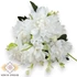 Kép 1/5 - Mű dahlia cameo csokor 7 szál selyem 37 cm - fehér szemből