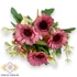 Kép 1/4 - Mű gerbera csokor közepes 7 szál selyem 34 cm - korallpiros szemből