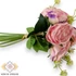 Kép 2/4 - Mű teltvirágú rózsa köteg 9 szál selyem 33 cm - rózsaszín közeli