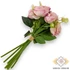 Kép 4/4 - Mű teltvirágú rózsa köteg 9 szál selyem 33 cm - rózsaszín hátul