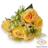 Kép 1/4 - Mű teltvirágú rózsa köteg 9 szál selyem 33 cm - sárga szemből
