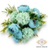 Kép 1/3 - Mű boglárka-fodros virág köteg selyem 10 szál 35 cm - türkiz szemből