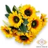 Kép 2/4 - Mű napraforgó bokor 9 szál selyem 40 cm - sárga szemből