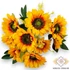 Kép 2/4 - Mű napraforgó bokor 9 szál selyem 40 cm - narancs szemből