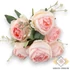 Kép 3/4 - Mű kínai rózsa bokor 7 szál selyem 39 cm - rózsaszín szemből