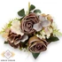 Kép 3/4 - Mű törzses rózsa vegyes csokor 7 szál selyem 44 cm - barna szemből