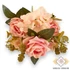 Kép 3/4 - Mű tearózsa vegyes bokor 9 szál selyem 42 cm - barack szemből