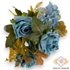 Kép 1/4 - Mű tearózsa vegyes bokor 9 szál selyem 42 cm - kék ferde