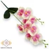 Kép 1/3 - Mű orchidea levéllel gumis 2 ág 47 cm - törtfehér-pink szemből