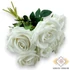 Kép 3/4 - Mű bársony rózsa köteg 6 szál 48 cm - krémfehér ferde