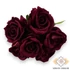 Kép 1/4 - Mű bársony rózsa köteg 6 szál 50 cm - bordó szemből