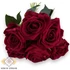 Kép 1/4 - Mű bársony rózsa köteg nagy 6 szál 74 cm - bordó szemből