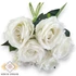 Kép 1/4 - Mű bársony rózsa köteg nagy 6 szál 74 cm - törtfehér szemből