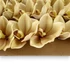 Kép 4/4 - Mű cymbidium fejek tálcán 30 db polifoam 10 cm - okker közeli